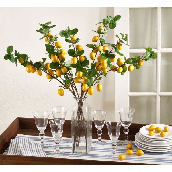 Floral 32.5' Lemon Branch Set of 4