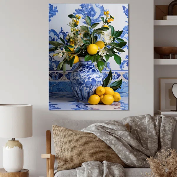 Greek Tiles Still Life Kitchen I Boho Pottery Wall Art Decor