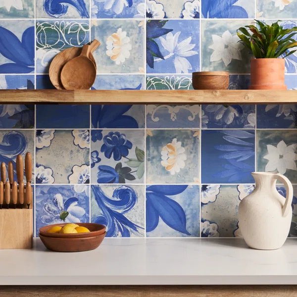 Green Blue White Angela Harris 8 x 8 Porcelain Wall & Floor Tile
