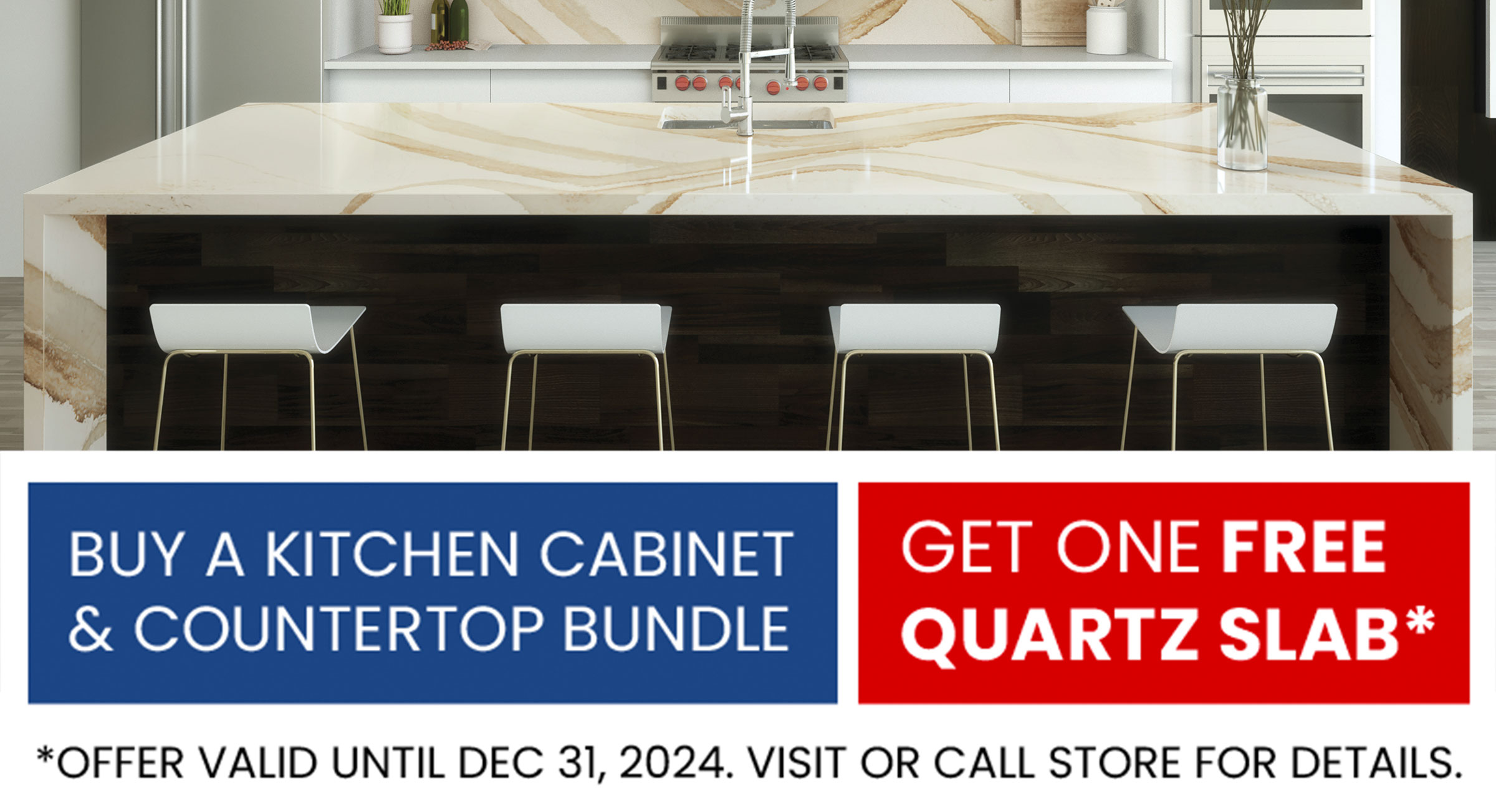 Buy A Kitchen Cabinet & Countertop Bundle Get One Free Quartz Slab