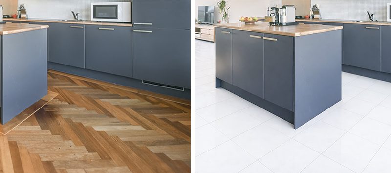 wood vs tile kitchen floor