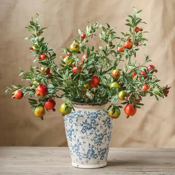 Big Fruit Faux Pomegranate Stem 32 Tall