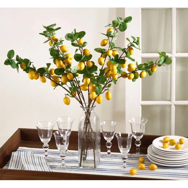 Floral 32.5' Lemon Branch Set of 4